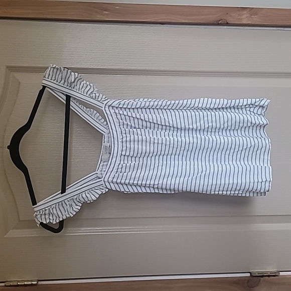 Loft small striped tank top blouse with ruffles - Picture 1 of 3
